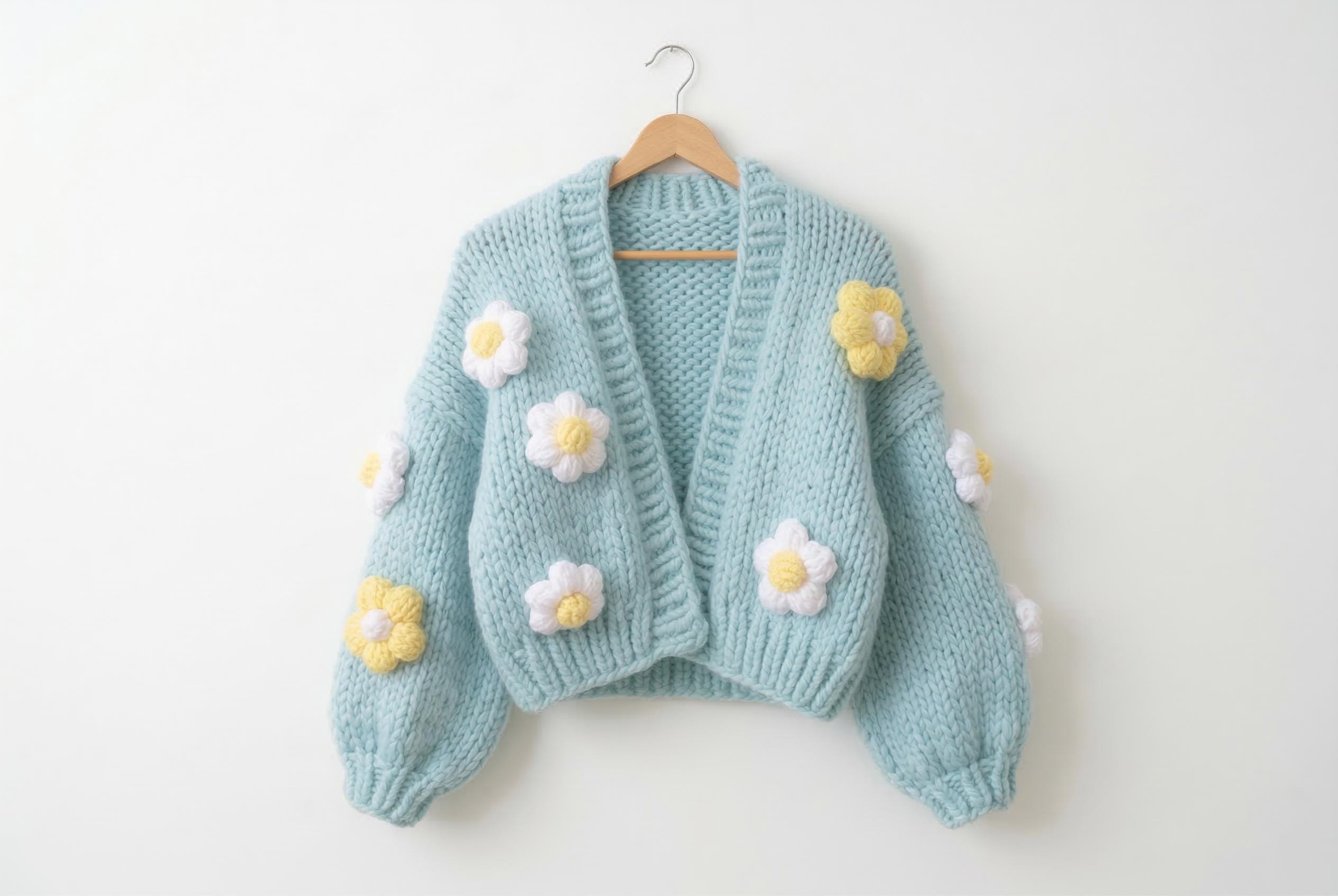 Knitting Pattern Cardigan With Flowers - Etsy Canada