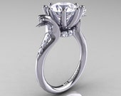 Art Masters Exclusive 14K White Gold 3.0 Ct White Sapphire Cobra Engagement Ring R602-14KWGWS
