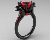 Art Masters Exclusive 14K Black Gold 3.0 Ct Rubies Cobra Engagement Ring R602-14KBGR