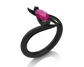 Savage 14K Black Gold 1.0 Carat Marquise Pink Sapphire French Engagement Ring R418-14KBGPS