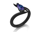 Savage 14K Black Gold 1.0 Carat Marquise Alexandrite French Engagement Ring R418-14KBGAL