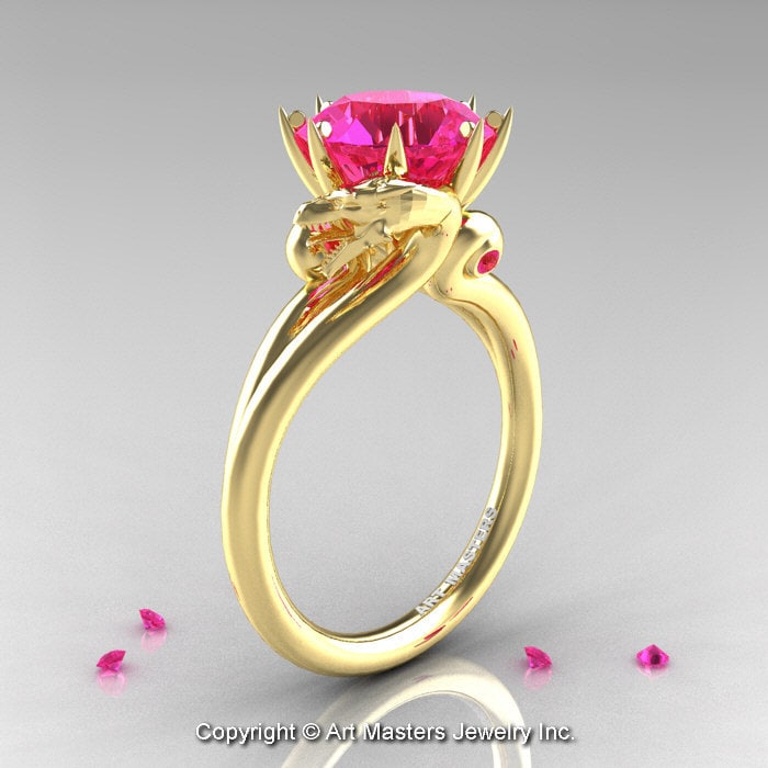 Art Masters 18K Yellow Gold 3.0 Ct Pink Sapphire Dragon - Etsy