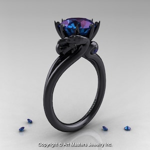 Art Masters 14K Black Gold 3.0 Ct Alexandrite Dragon Engagement Ring R601-14KBGAL