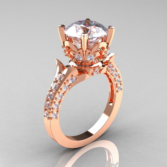 Items similar to Classic French 14K Rose Gold 3.0 Carat Simulation ...