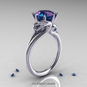 Art Masters Scandinavian 14K White Gold 3.0 Ct Alexandrite Dragon Engagement Ring R601-14KWGAL