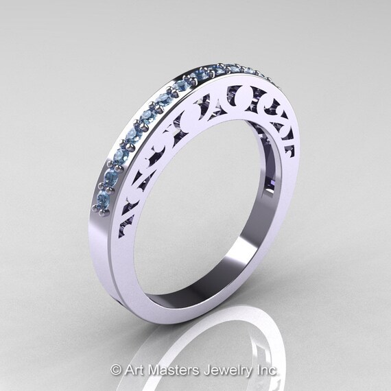 Modern Vintage 14K oro bianco 3,0 carati solitario acquamarina e