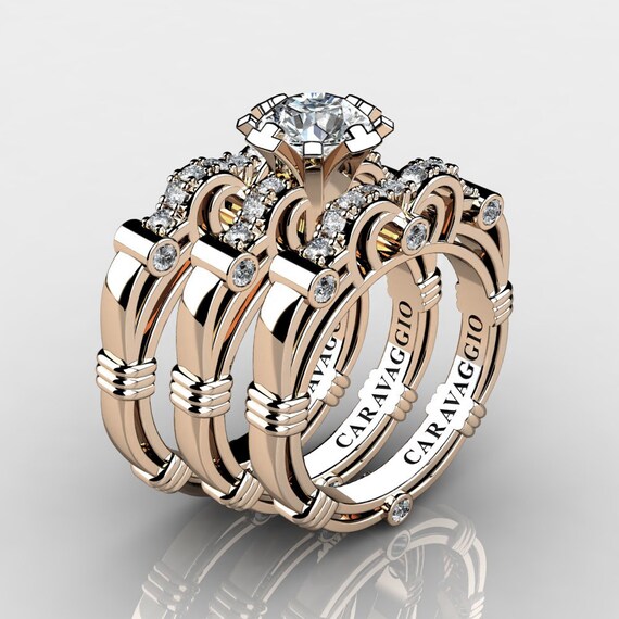 Art Masters Caravaggio Trio 14K oro rosa Ct zafiro blanco