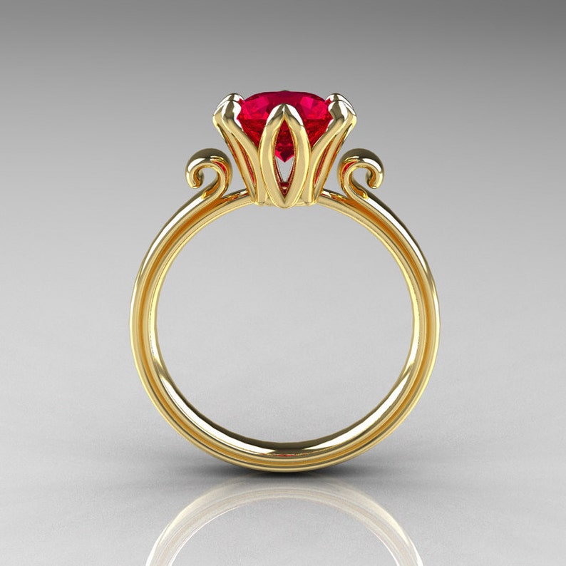 Modern Antique 18K Yellow Gold 1.5 Carat Ruby Solitaire | Etsy