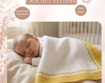 Easy Baby Blanket Crochet Pattern PDF, Beginner-Friendly Cozy Nursery Throw, Simple Modern Design