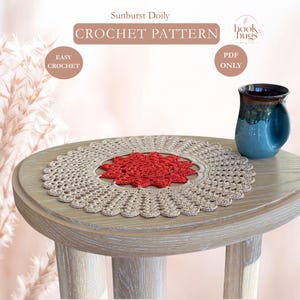 Easy Crochet, Sunburst Crochet Doily Pattern | Coffee Table Decor (PDF Pattern)
