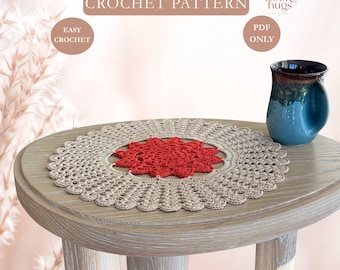 Easy Crochet, Sunburst Crochet Doily Pattern | Coffee Table Decor (PDF Pattern)