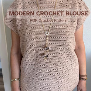 Nowoczesny wzór na bluzkę szydełkową, Wzór na letni top szydełkowy, Wzór szydełkowy w formacie PDF, Poziom zaawansowany dla początkujących, Terminy amerykańskie