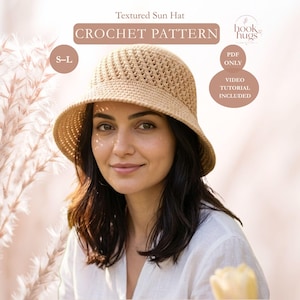 CROCHET PATTERN & VIDEO/ Crochet Sun Hat Pattern Pdf, Textured Summer Hat, Beach Hat Download