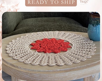 Handmade Crochet Doily, Round Table Centerpiece, Coffee Table Decor, Lace Table Mat, Boho Home Decor, Housewarming Gift