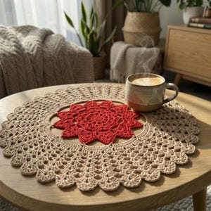 Easy Crochet, Sunburst Crochet Doily Pattern | Coffee Table Decor (PDF Pattern)