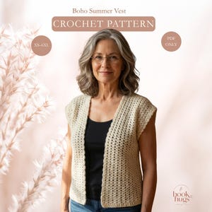 Boho Summer Crochet Vest Pattern, Seamless V-Stitch Sleeveless Cardigan (PDF Download)