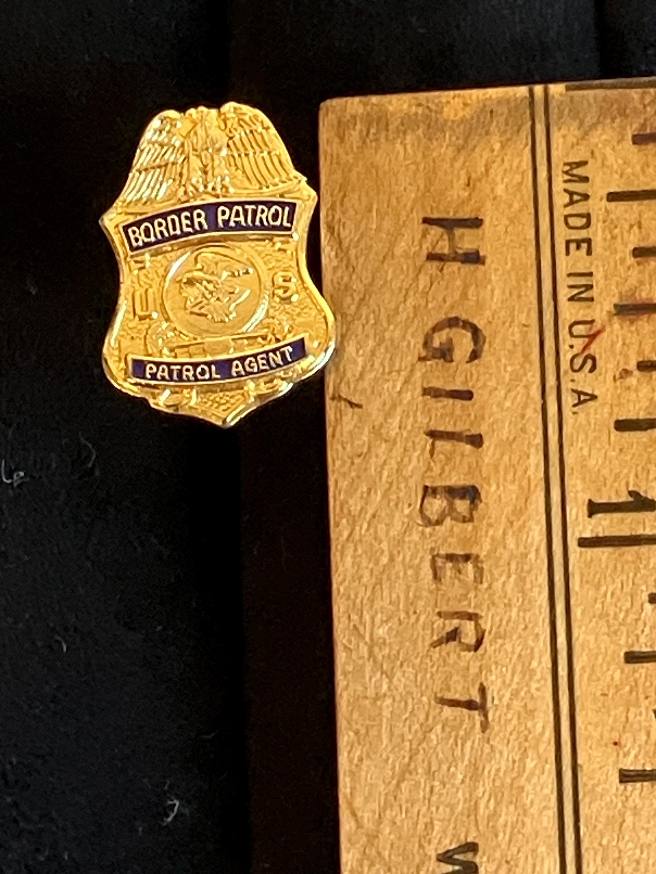 Vintage U.S. Border Patrol Agent Badge Pin Gold Tone Enamel Law ...