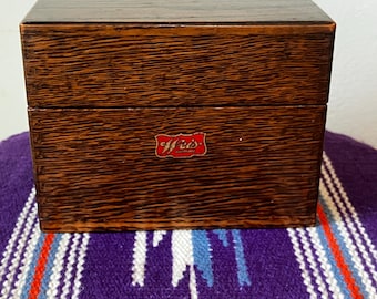 Vintage Wooden Recipe Box Weis Monroe Michigan Index Card Organizer Farmhouse Kitchen
