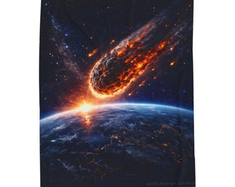 Illustration de l'impact des météores | Couverture en velours côtelé Space Comet Earth Scene