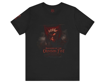 Camiseta con el estandarte del Puño Carmesí / Ilustración grunge oscura, emblema rojo