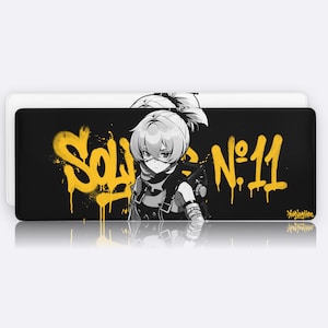 Soldier 11 ZZZ Gaming Mousepad, Zenless Zone Zero Desk Mat, Black White Anime Large
