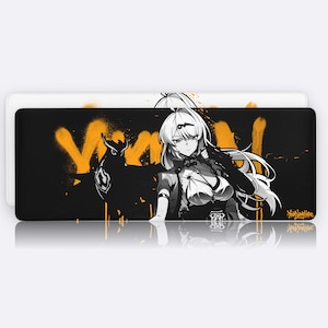 Yixuan ZZZ Gaming Mousepad, Zenless Zone Zero Desk Mat, Black White Anime PC Large