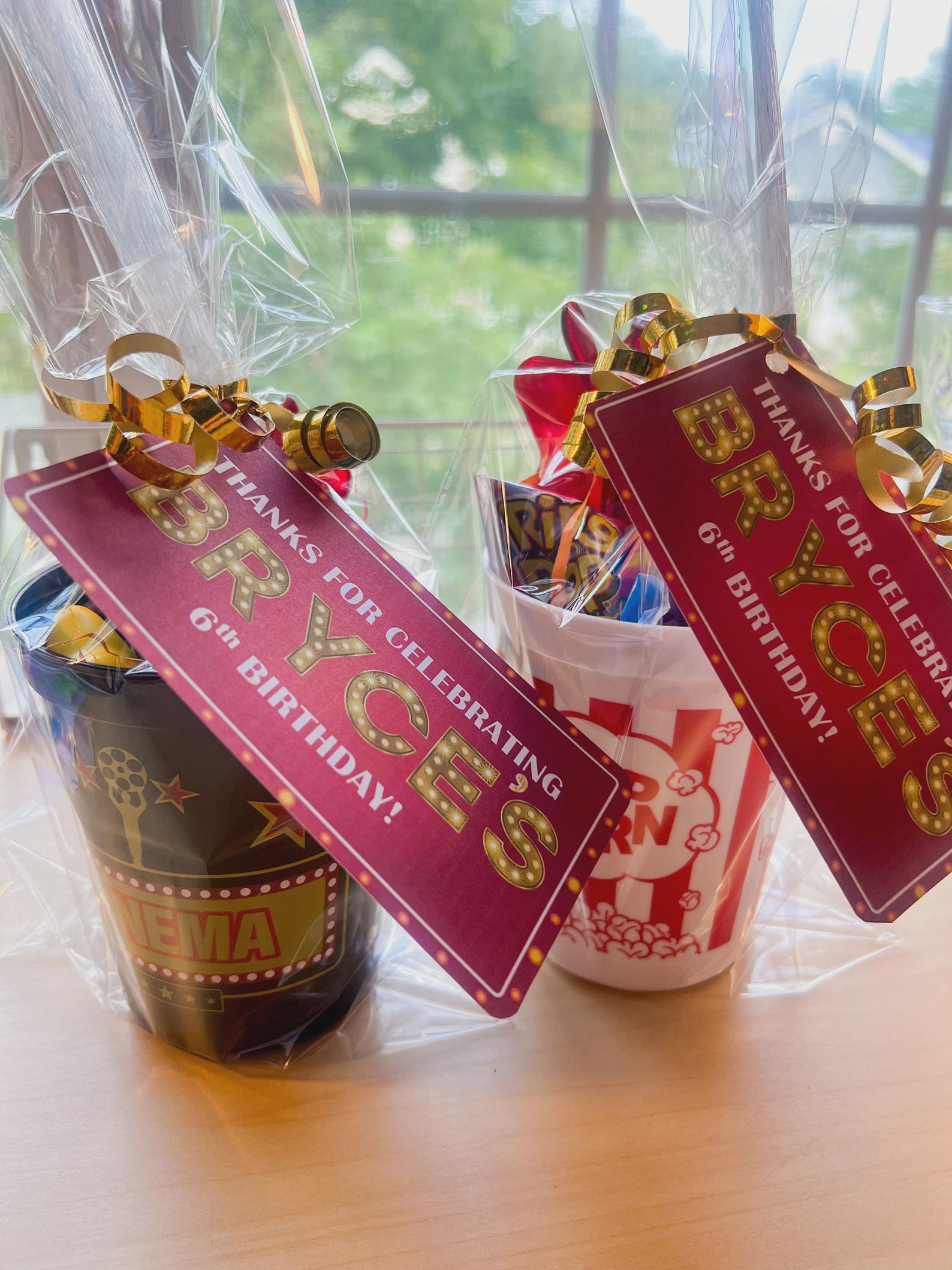 Custom Movie Theme Party Favor Goodie Bag Set: Glow Tattoos, Flashlight ...