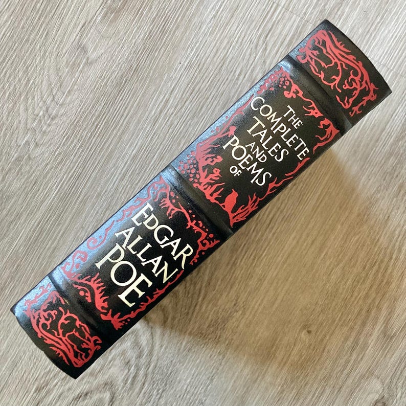 Edgar Allan Poe Complete Collection Leather Bound Edition Classic Literature Gothic Horror Stories Tales Poems Macabre Fiction Barnes Noble Collectible Series Premium Hardcover Construction Beautiful Cover Design Elegant Bookshelf Addition