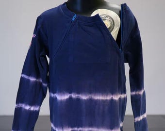 Dark Blue Wave Long Sleeve with Zippers