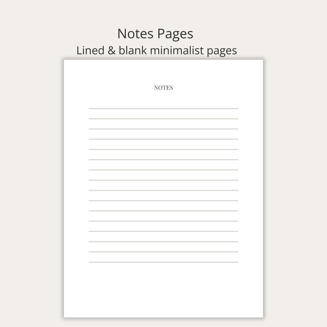Calm Notes Calm Notes Pages Printable | Lined & Blank Minimalist Notes for a ...