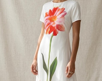 Florales Maxi Kleid | Eleganter U-Boot-Ausschnitt, Sommerpartykleidung, fließender Hochzeitsgast-Look