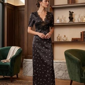 Lace Patchwork Maxi Dress, Short Sleeve Slim Cut Out, Elegant Summer Outfit