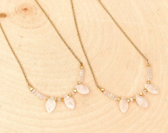 Moonstone Necklace, Rainbow Moonstone, Dainty Boho Necklace