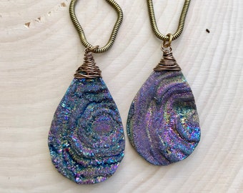 Rainbow Drusy Pendant Necklace