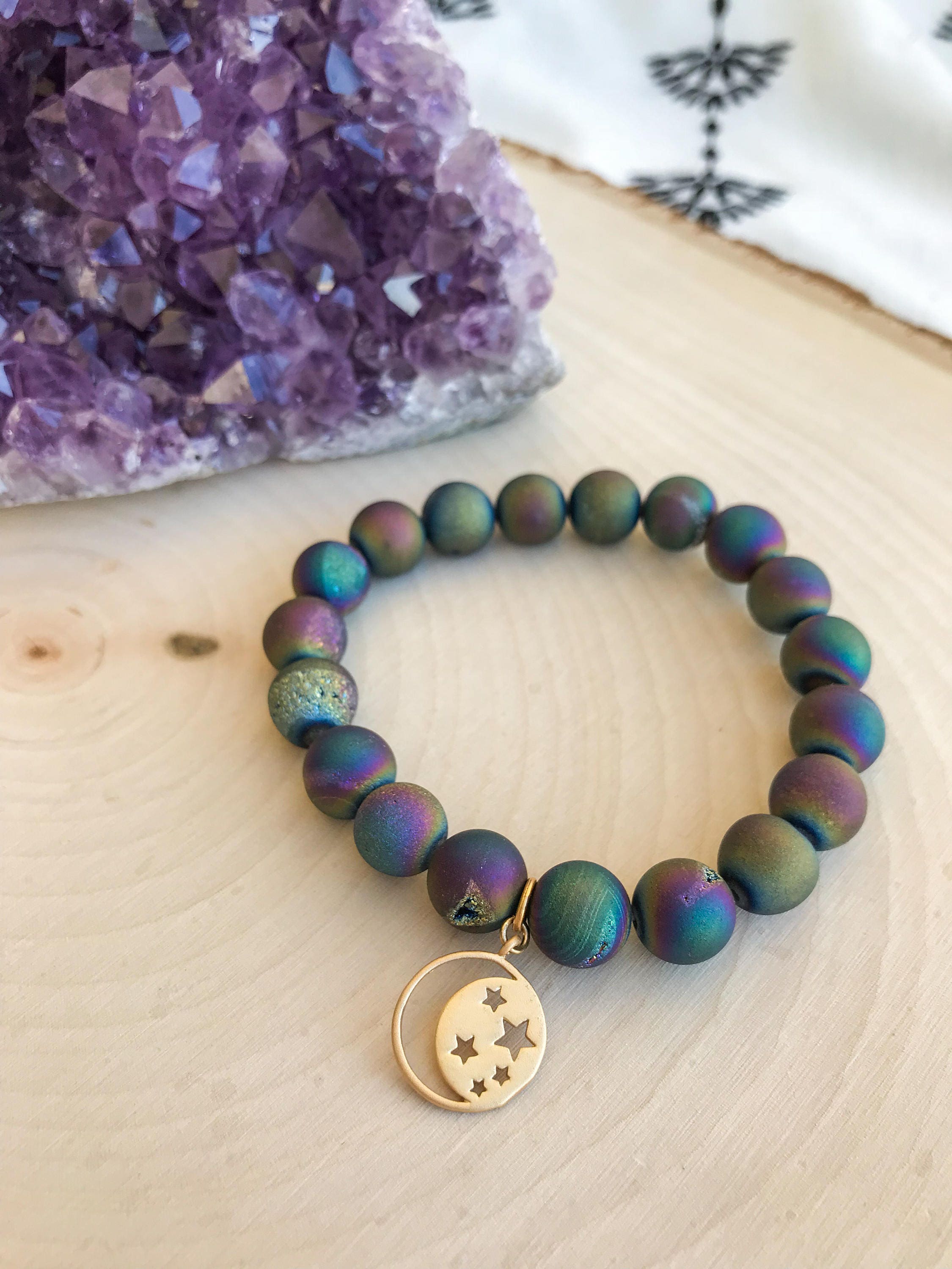 Moon & Stars Beaded Charm Bracelet