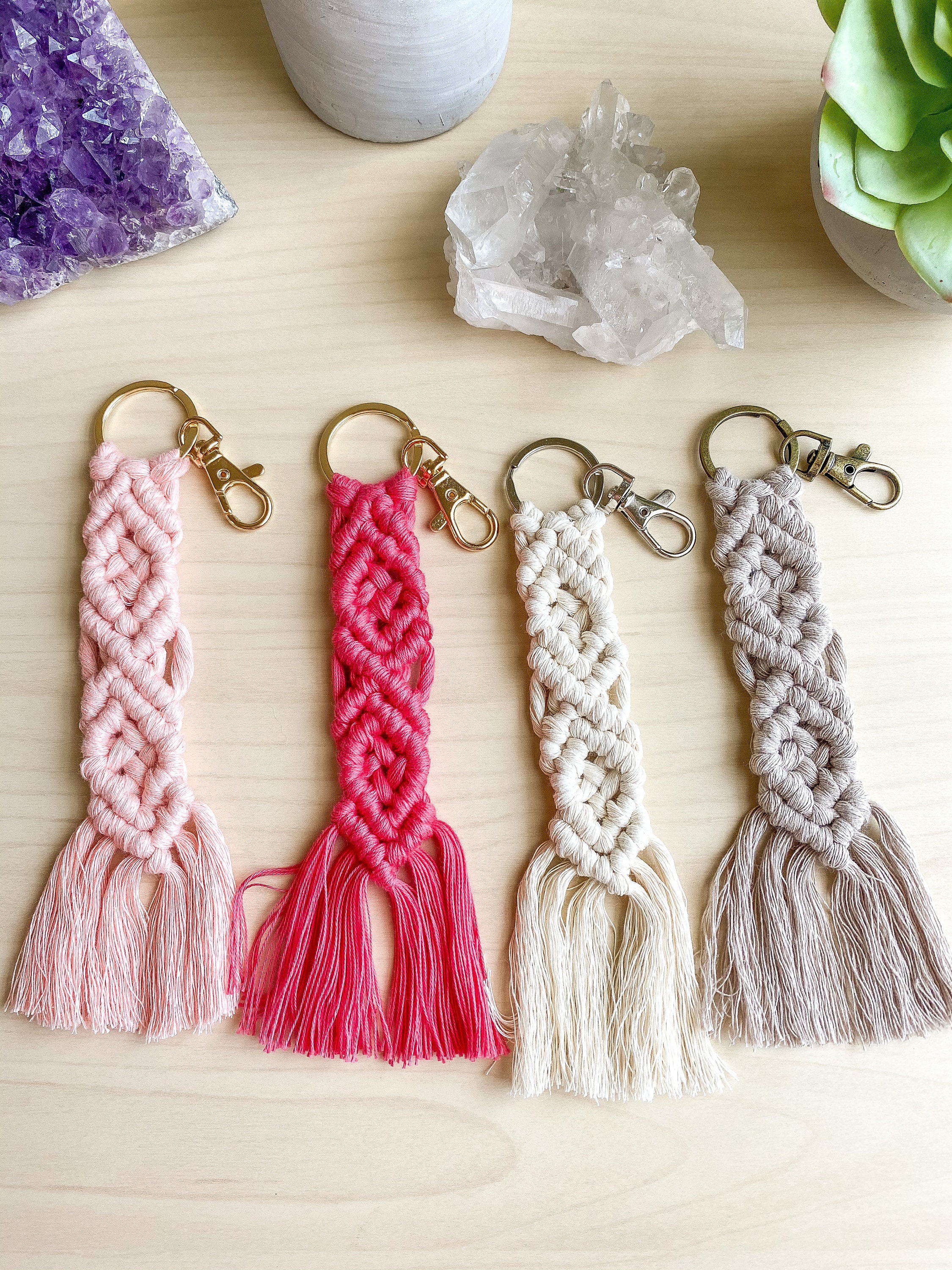 Macrame Keychain, Boho Keychain, Bohemian Bag Charm