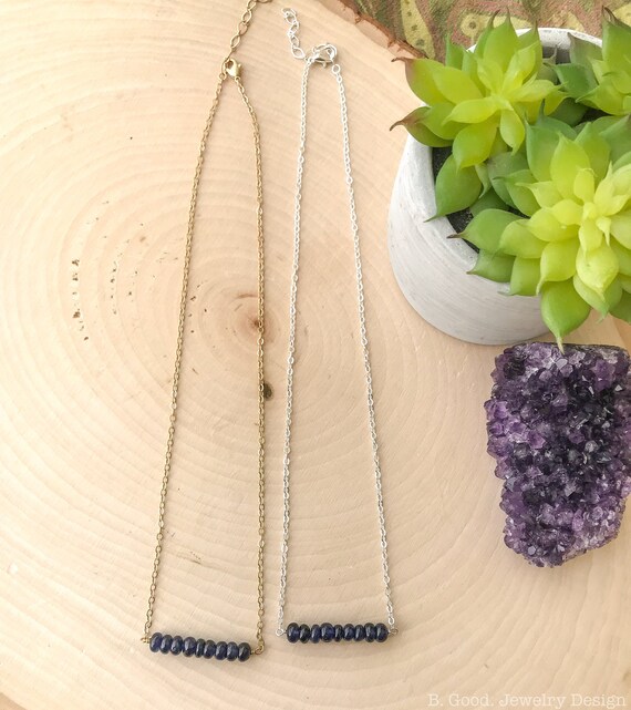 Blue Sapphire Bar Necklace