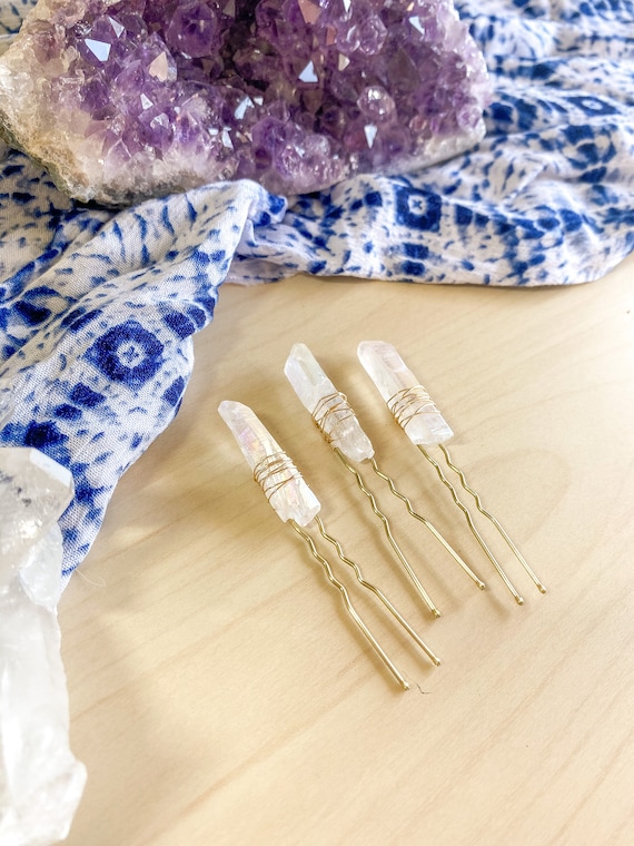 Quartz Crystal Hair Pins