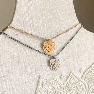 Monstera Leaf Charm Necklace, Gold Monstera Leaf, Monstera Necklace