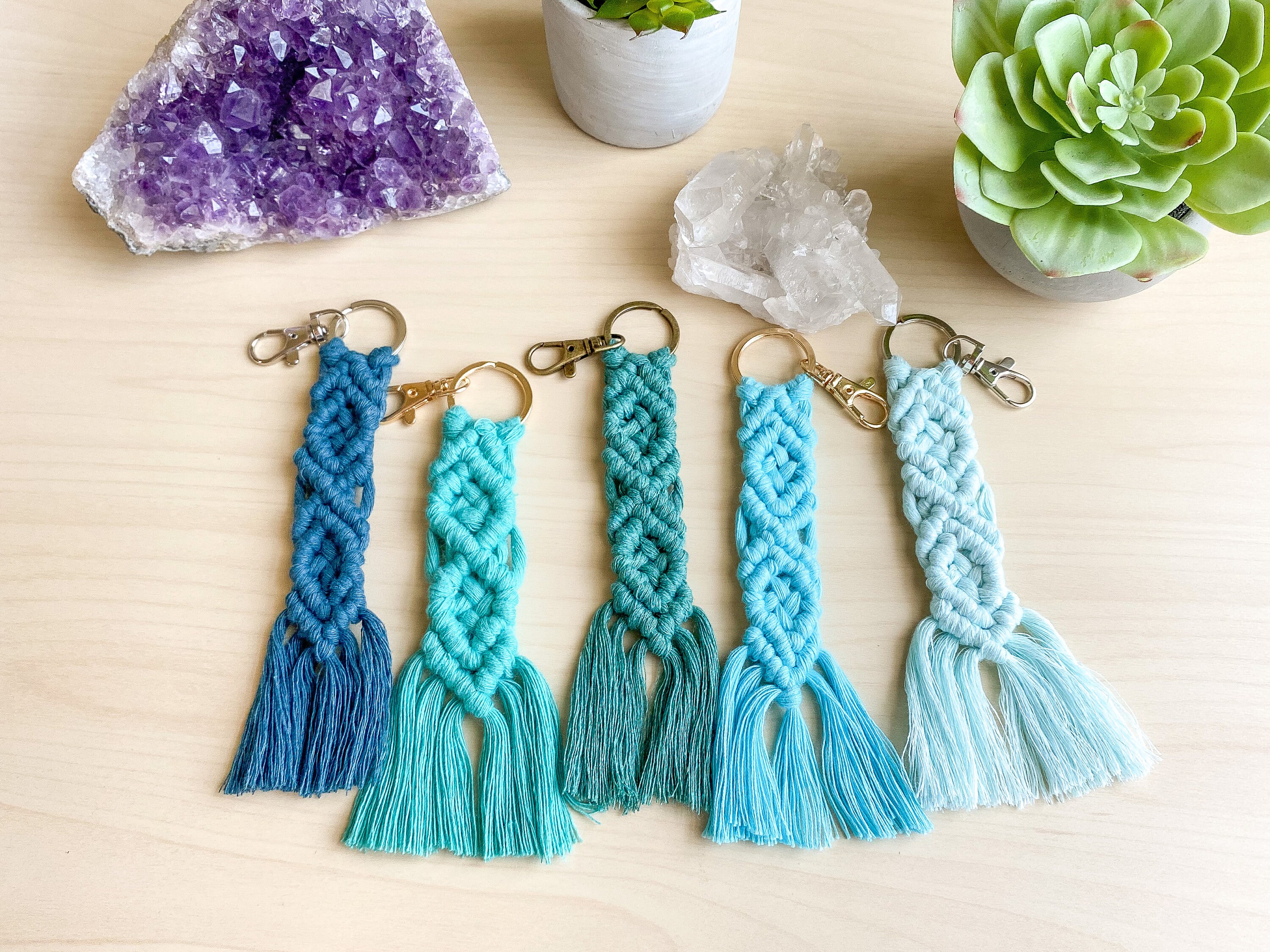 Macrame Keychain, Boho Keychain, Bohemian Bag Charm