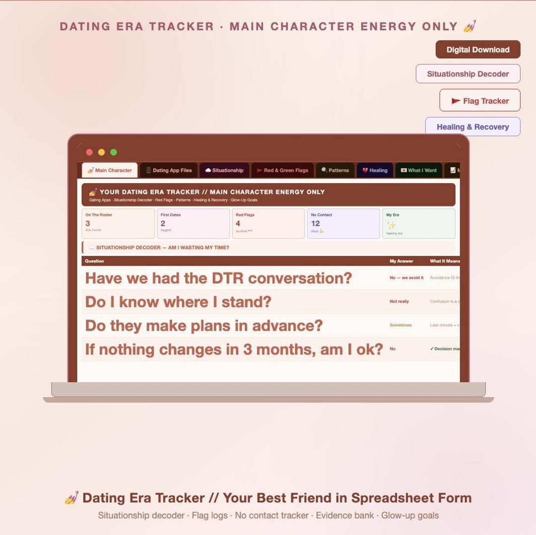 Red Decoder Sheets Dating Era Tracker | Situationship Decoder Red Flags Log Healing ...