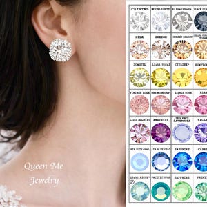 Crystal Stud Earrings Halo Crystal Earrings For a Bride Bridesmaids Mother Wife Earrings Wedding Bridal Jewelry Gift for Her, SOPHIA