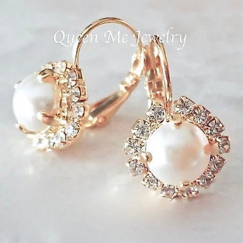 Halo Crystal Stud Earrings for a Bride Champagne Wedding - Etsy