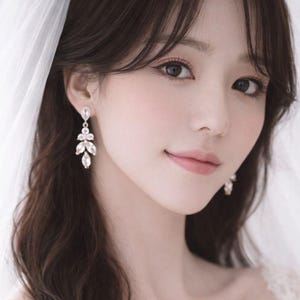 Bridal Earrings for a Bride Dainty Halo Cz Leaf Bridemaids Mother of the Bride Dangle Wedding Earrings Bridal Jewelry Gift for her, LILLY2