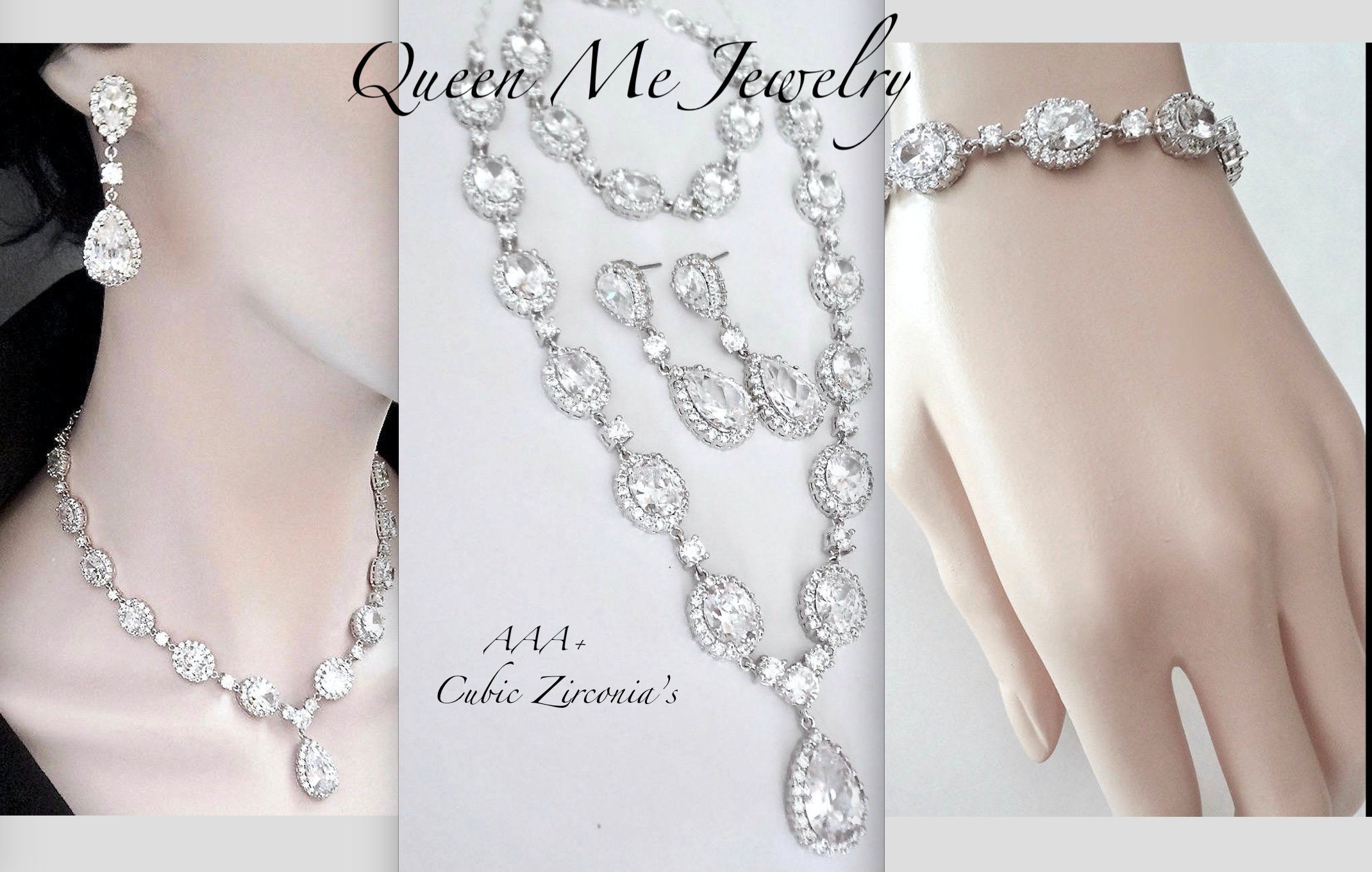 Wedding jewelry set 3 piece cubic zirconia Jewelry set