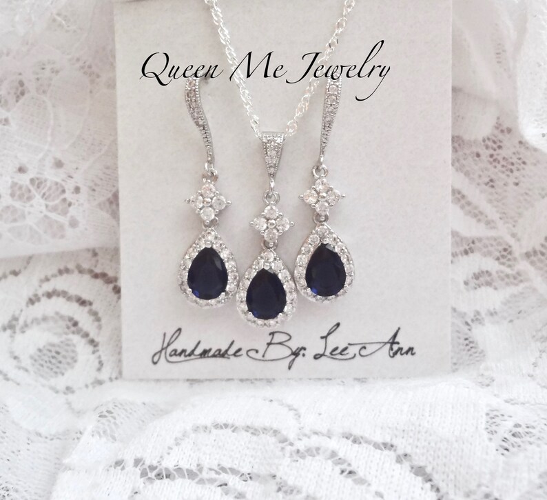Dainty Wedding Jewelry SET for a Bride Halo Cz Teardrop Etsy UK