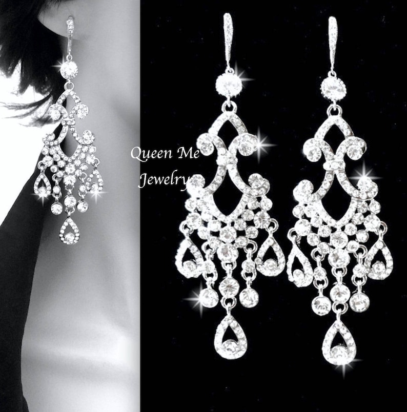 Crystal Chandelier Earrings for a Bride Statement Wedding Etsy