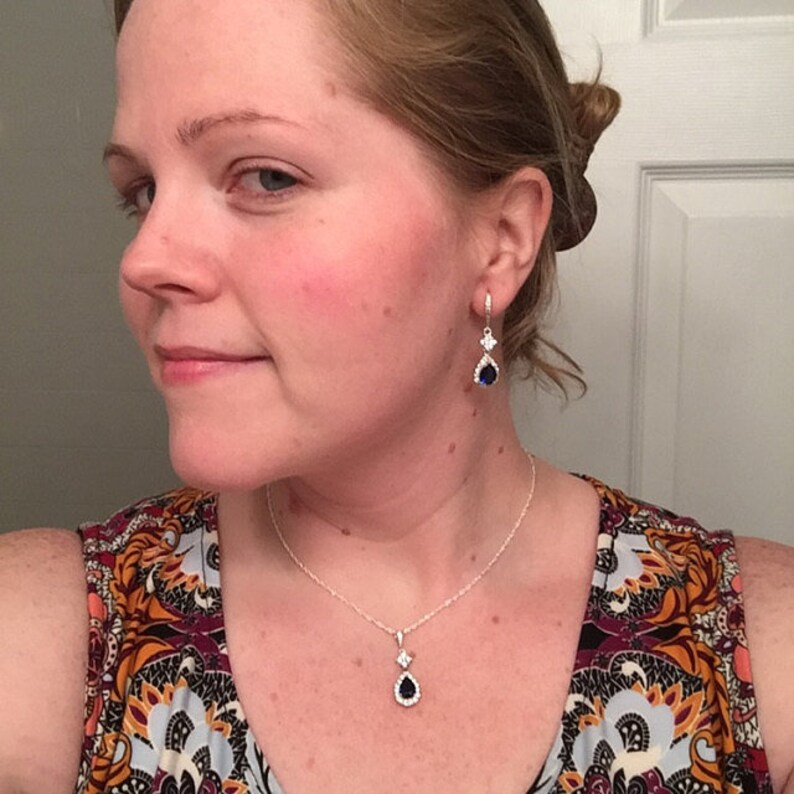 Dainty Wedding Jewelry SET for a Bride Halo Cz Teardrop Etsy UK