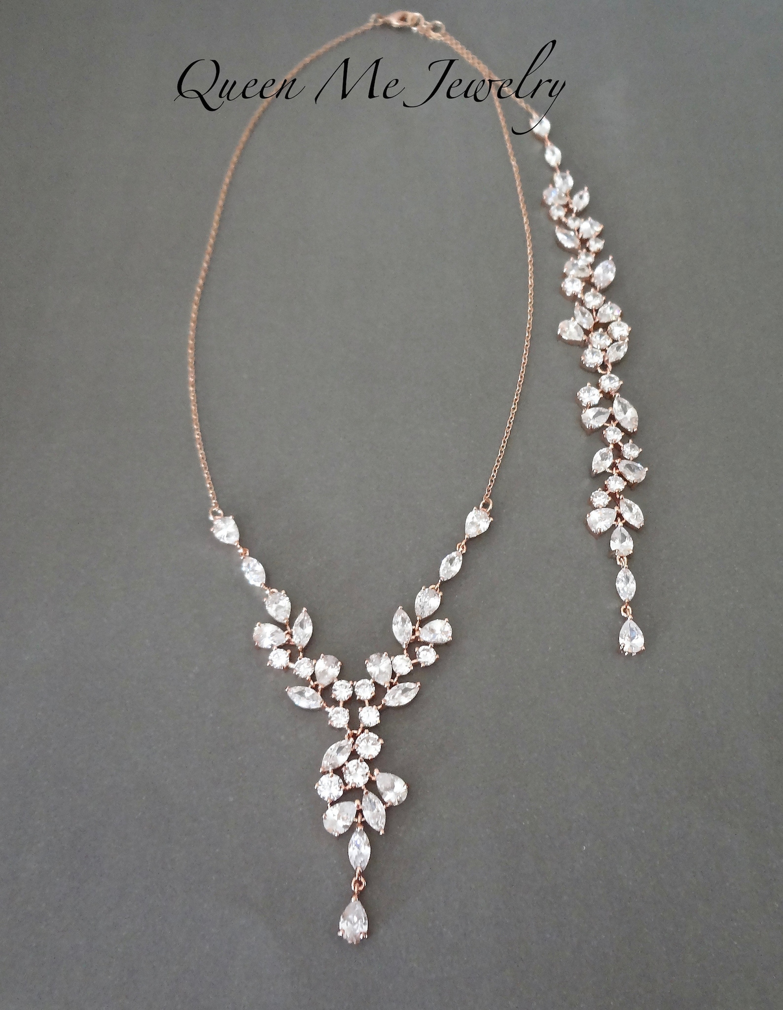Backdrop Bridal Necklace Dainty Wedding Necklace With a Backdrop for a Backdrop Bridal Necklace Dainty Wedding Necklace With a Backdrop for a