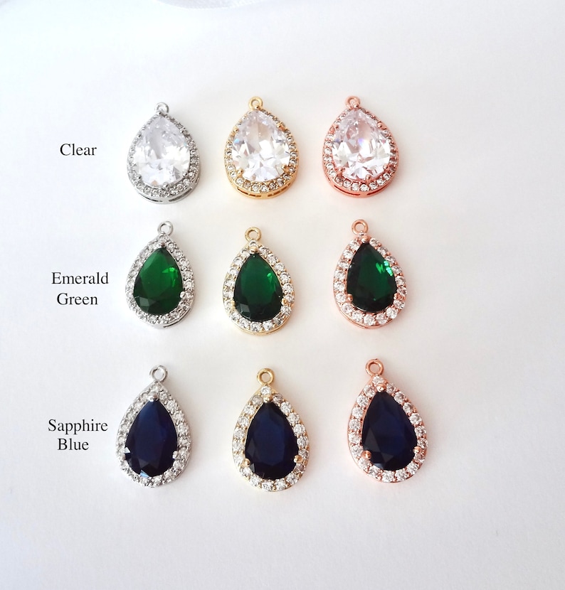 Sparkling Cz Sapphire Blue Bridal Earrings Gift for her Teardrop Wedding Earrings for a Bride Something Blue SEE VIDEO